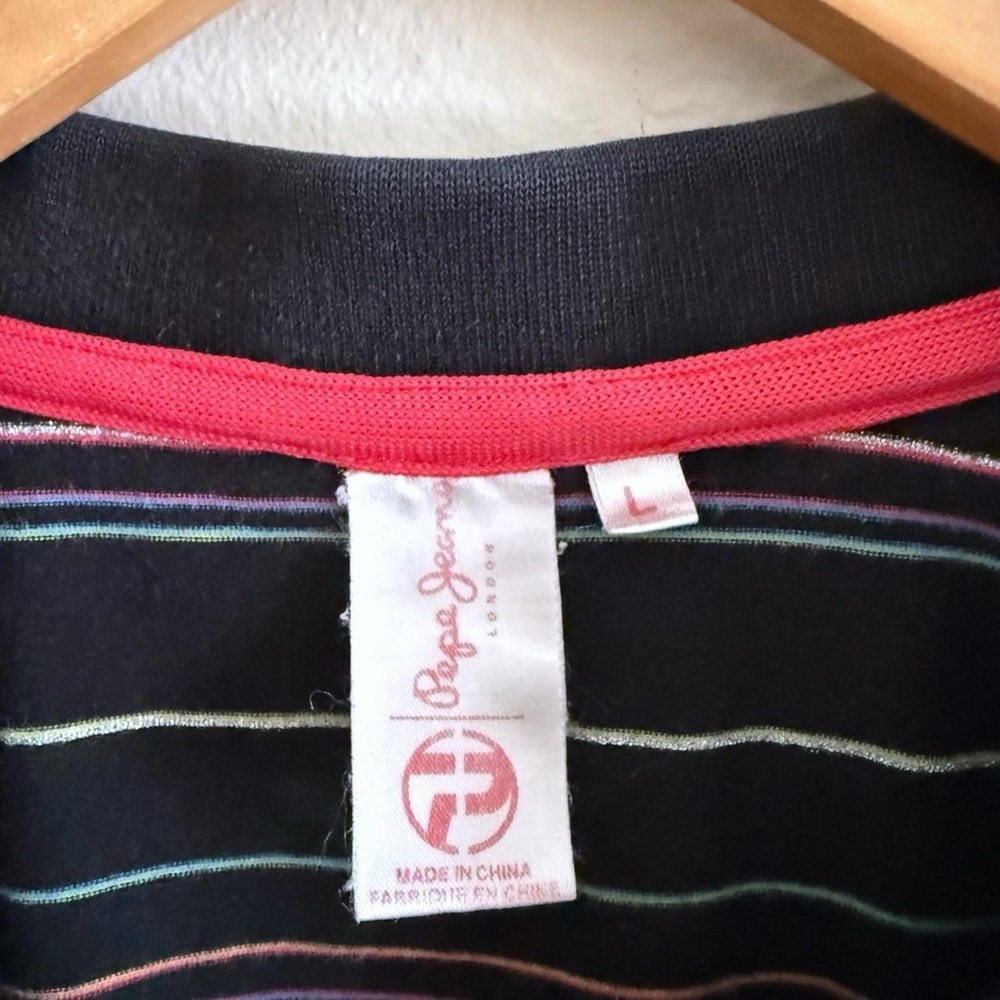 Pepe Jeans London Striped Long Sleeve Polo Shirt Size L - Picture 3 of 5